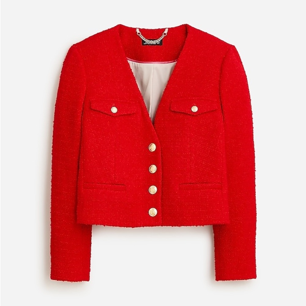 J Crew V-Neck Lady Jacket Maritime Tweed 00 NWT